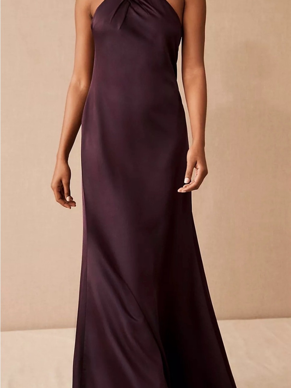 BHLDN Deep Plum Halter Maxi Dress